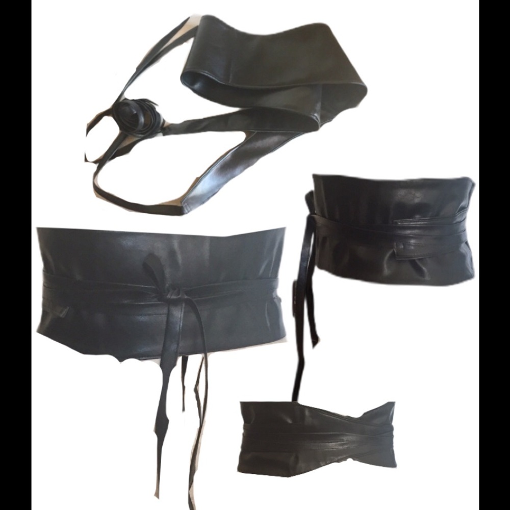 Vegan Wrap around belt black onesize plus size